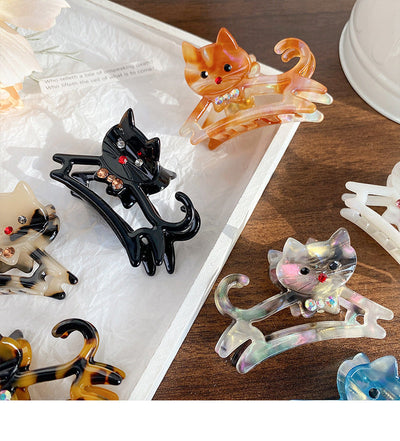 New Cute Cat Acetate Hollow out Grip Sweet Gentle and  Elegant Hair Clip Personalized Hair Accessories Headdress for Women