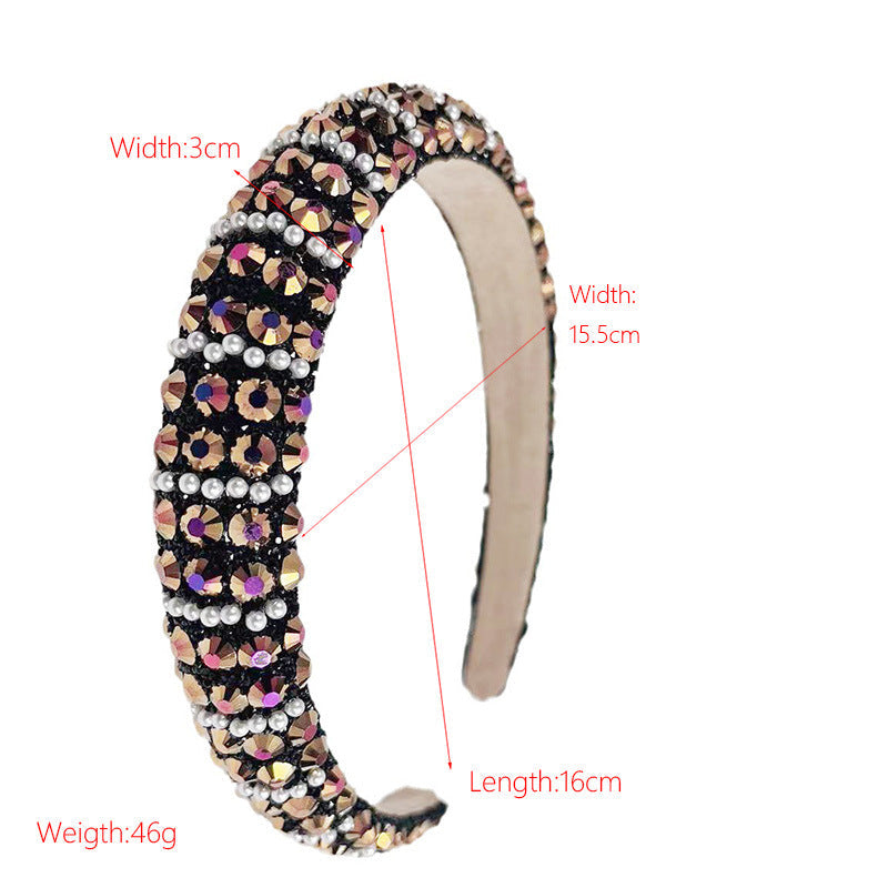 women's elegant lady geometric rhinestone hair band