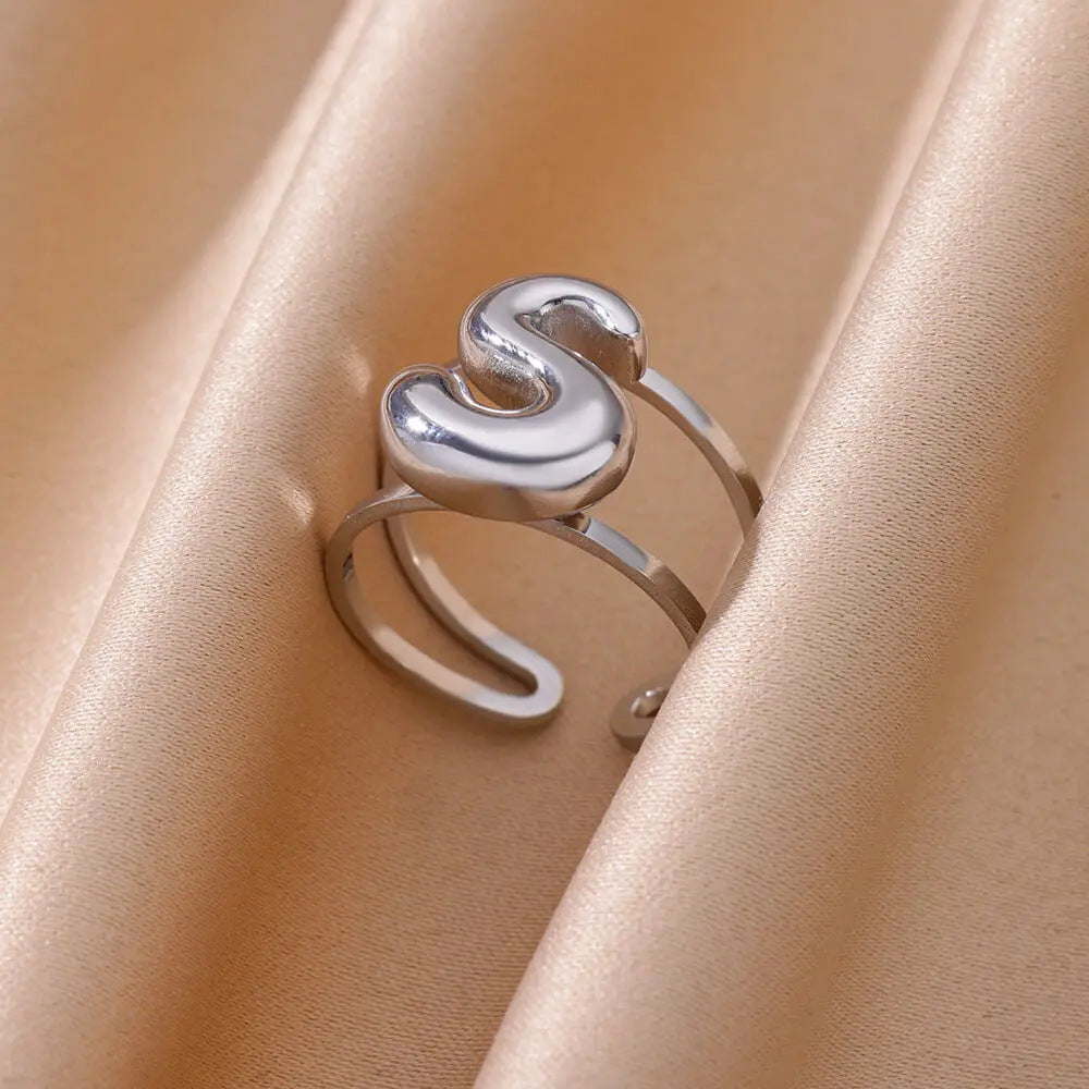 Jewelry Simple Style Letter 304 Stainless Steel Plating Open Rings