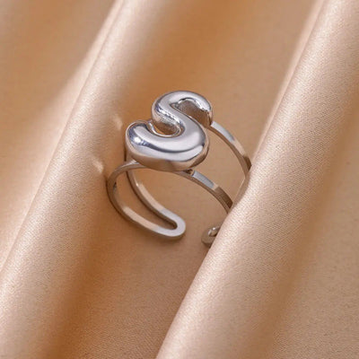Jewelry Simple Style Letter 304 Stainless Steel Plating Open Rings