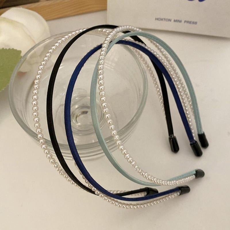 sweet simple style classic style geometric artificial pearl cloth hair band