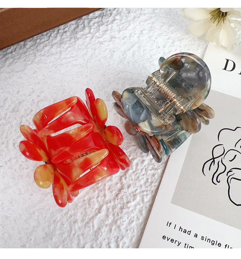 Women's Sweet Flower Acetic acid sheets Inlay Rhinestones Hair Claws