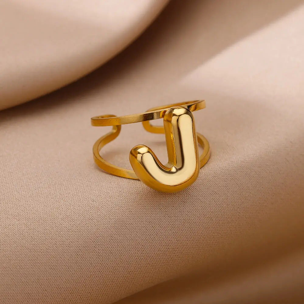 Jewelry Simple Style Letter 304 Stainless Steel Plating Open Rings