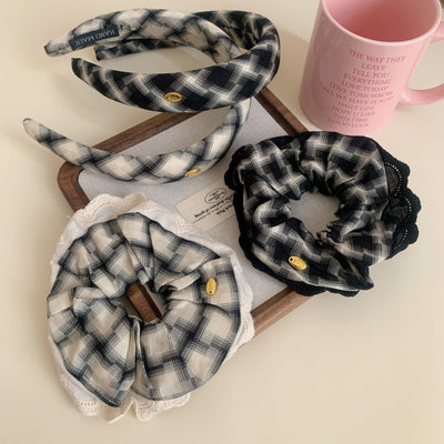 Women's Simple Style Commute Checkered Cloth Hair Tie