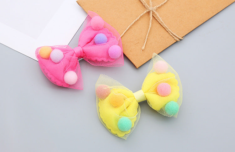 girl's sweet bow knot cloth gauze hair clip