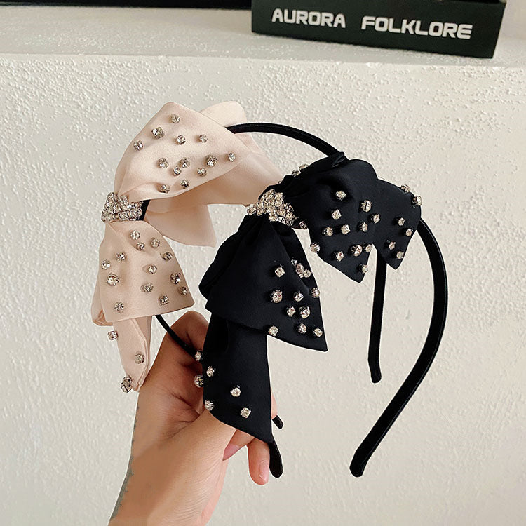 women's elegant fashion bow knot cloth headwear artificial rhinestones hair clip