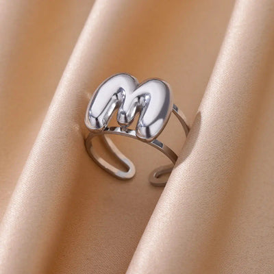 Jewelry Simple Style Letter 304 Stainless Steel Plating Open Rings