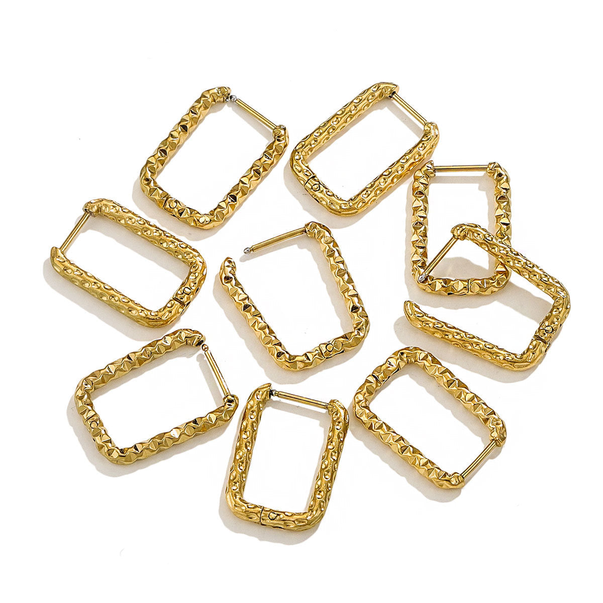 2 PCS/Package Simple Style Rectangle 304 Stainless Steel Earrings