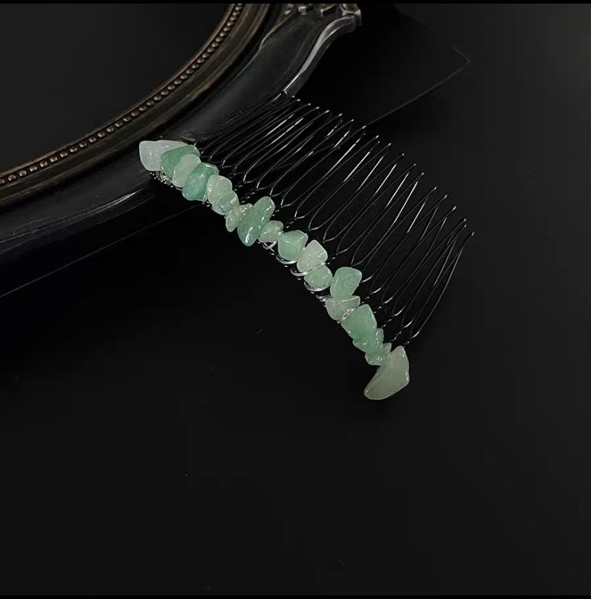 retro ethnic style geometric crystal handmade insert comb