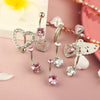 1 Piece 1 Set Belly Rings Hip-Hop Shiny Heart Shape 316L Stainless Steel  Copper Inlay Zircon Belly Rings