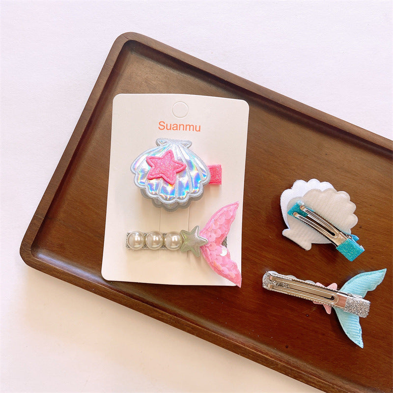 Girl'S Simple Style Classic Style Mermaid Cloth Contrast Collar Hair Clip