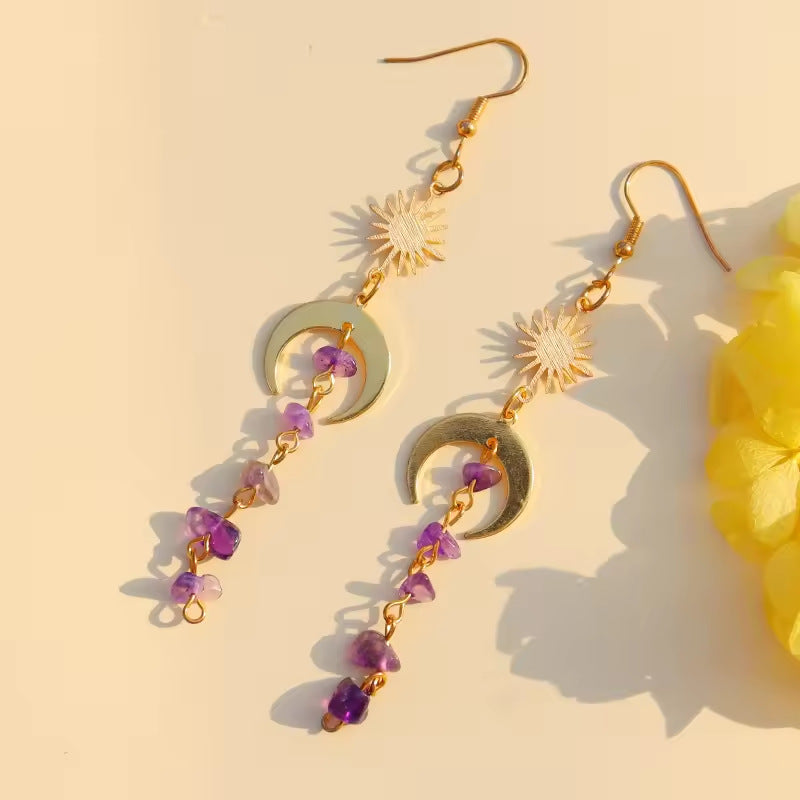 1 Pair Simple Style Shiny Irregular Moon Crystal Drop Earrings