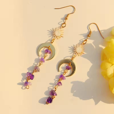 1 Pair Simple Style Shiny Irregular Moon Crystal Drop Earrings