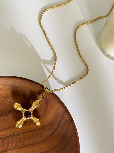 Jewelry Vintage Style Classic Style Cross 316L Stainless Steel  Plating Pendant Necklace