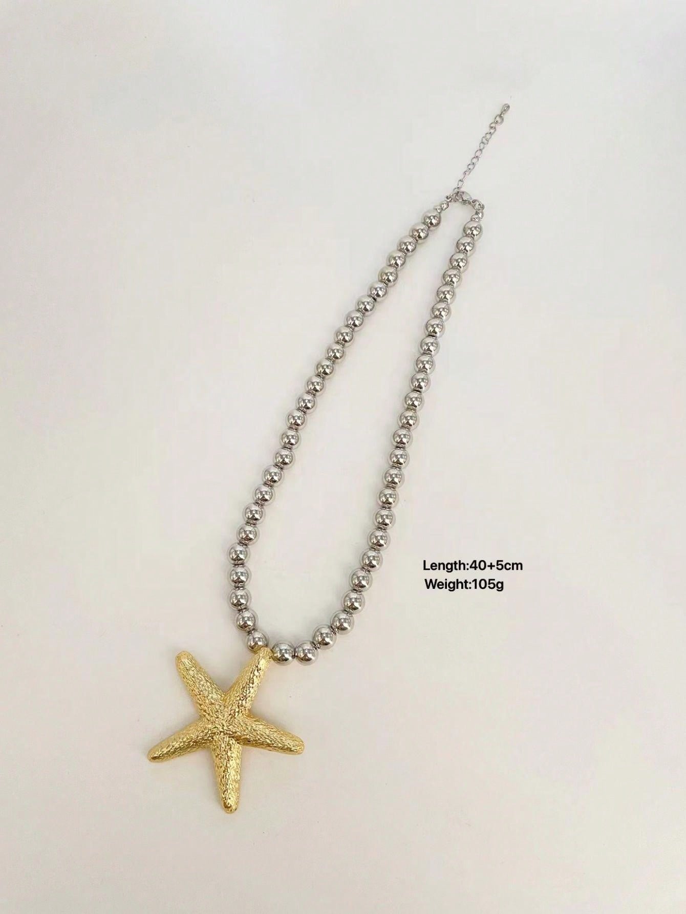 Marine Style Simple Style Starfish Conch Imitation Pearl Alloy  Pendant Necklace
