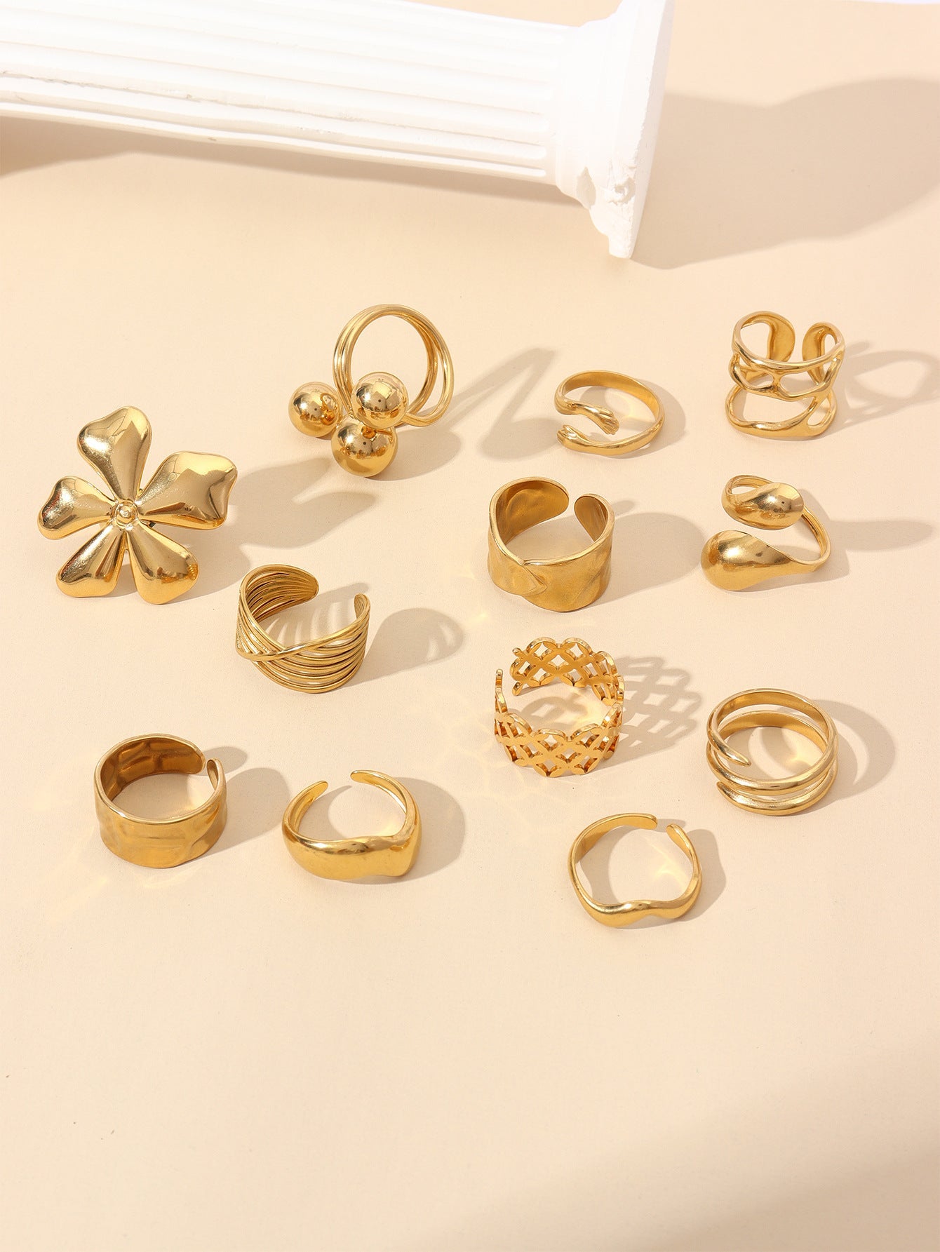 Jewelry Retro Floral 304 Stainless Steel Plating Open Rings