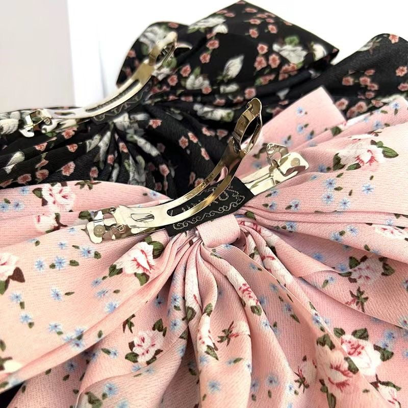Women's Sweet Pastoral Bow Knot Cloth Floral Hair Claws