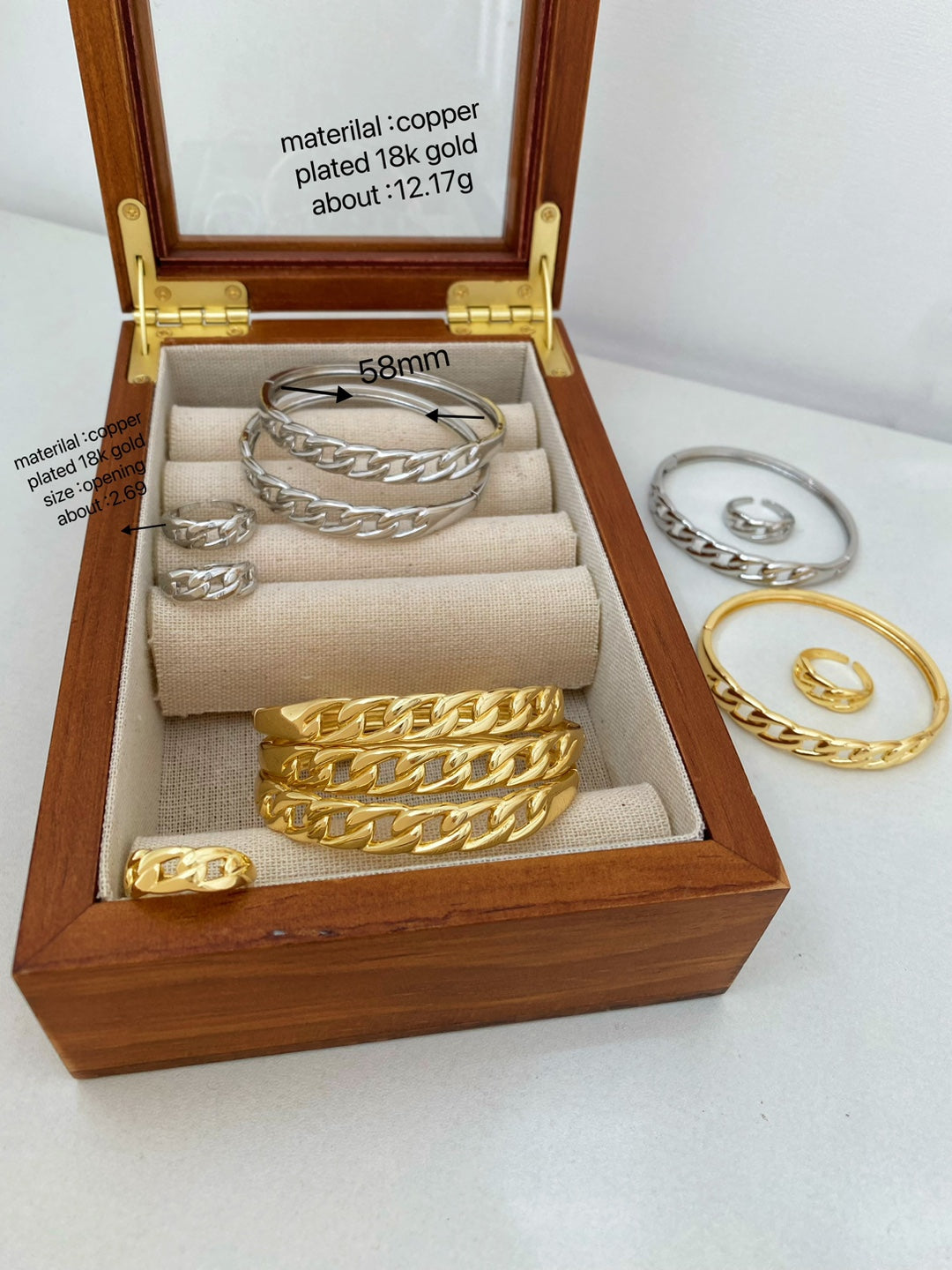 Jewelry Vintage Style Classic Style Geometric Copper Zircon Rings Necklace Jewelry Set