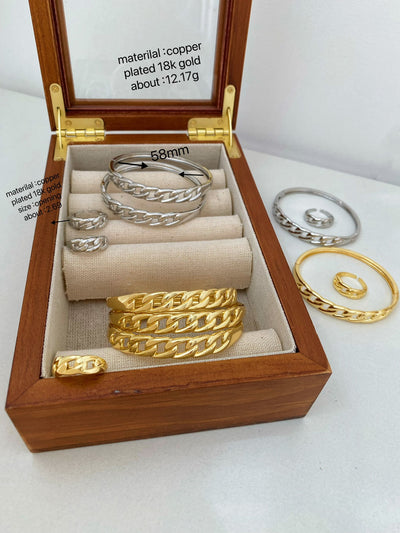 Jewelry Vintage Style Classic Style Geometric Copper Zircon Rings Necklace Jewelry Set