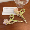 sweet flower alloy plating inlay artificial pearls hair claws