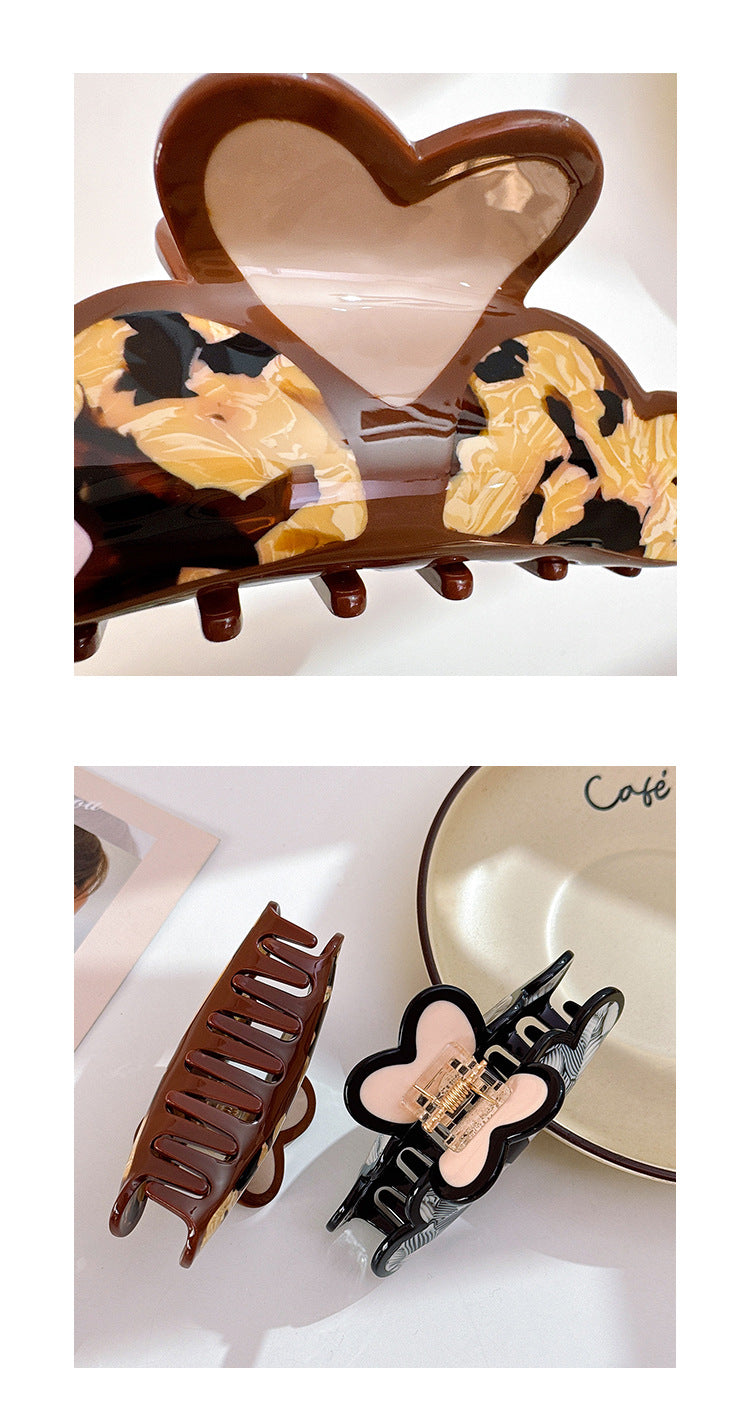 Women's Retro Geometric Heart Shape Acetic acid sheets Hair Claws