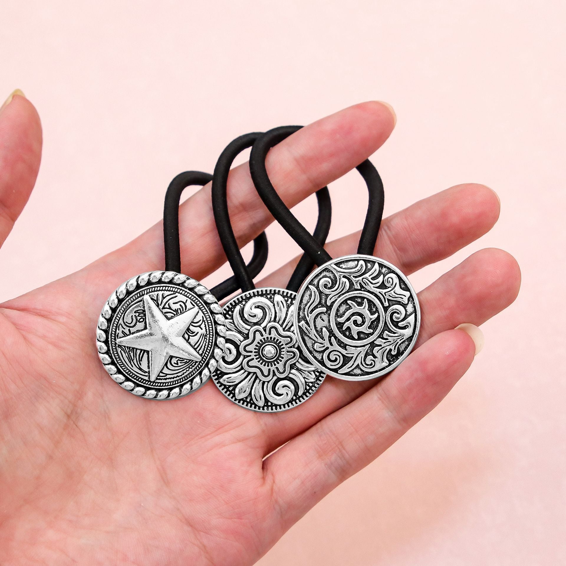 Women's Ethnic Style Color Block Cloth Metal Hair Tie