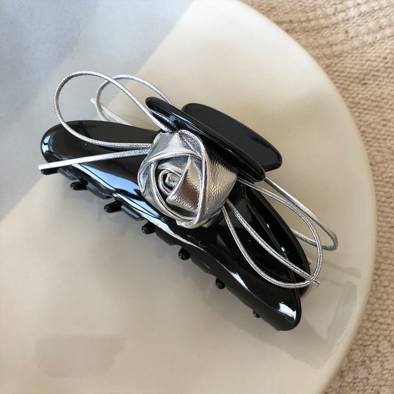 Women's Sweet Flower Pu Leather Hair Clip Hair Tie