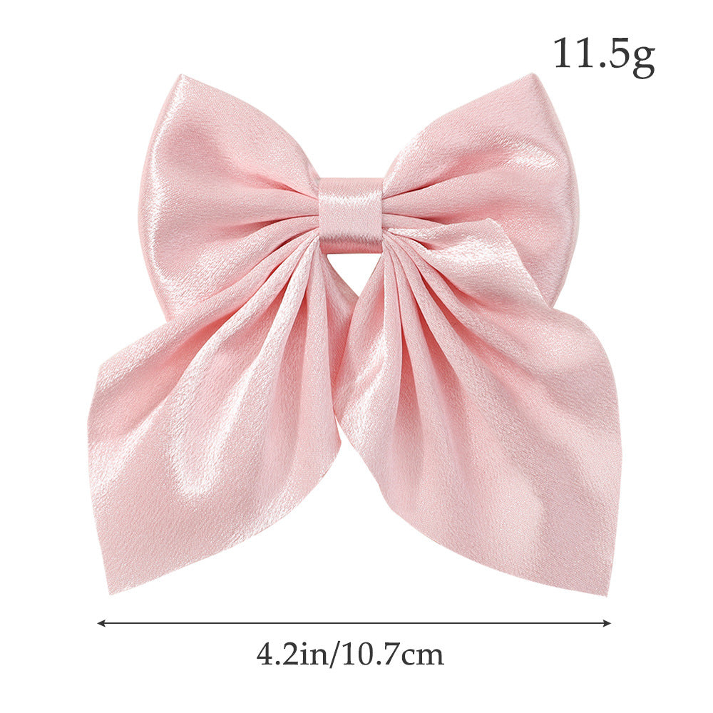 Girl'S Sweet IG Style Bow Knot Yao Ming Polyester Ribbed Band Hair Clip