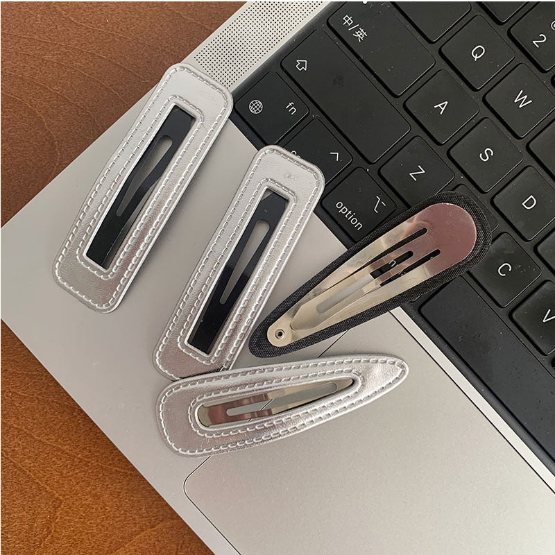 Women's Simple Style Solid Color Pu Leather Alloy Hair Clip