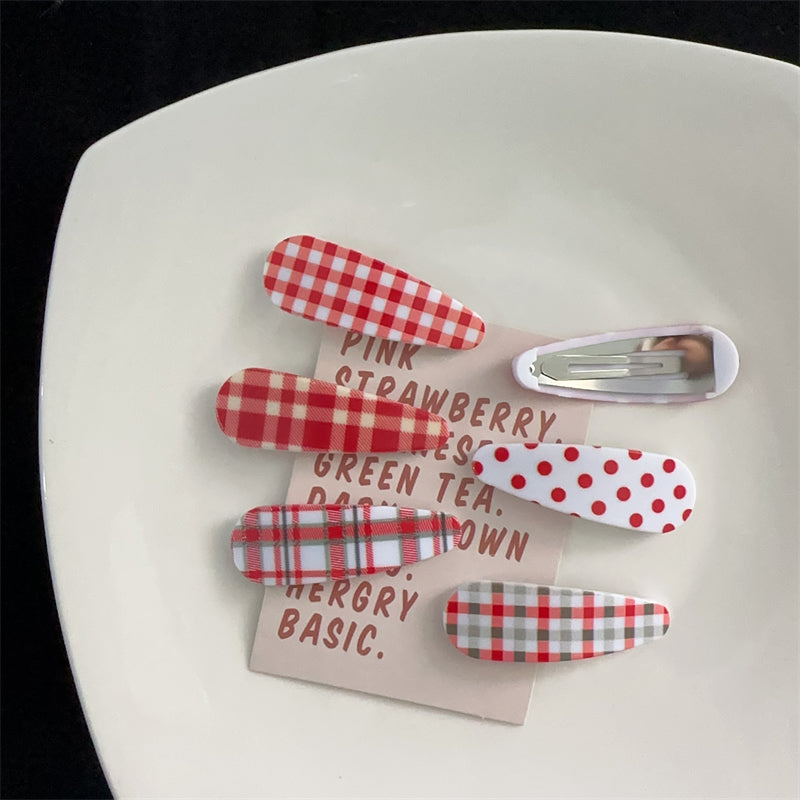 Women's Sweet Plaid Polka Dots Plastic Hair Clip