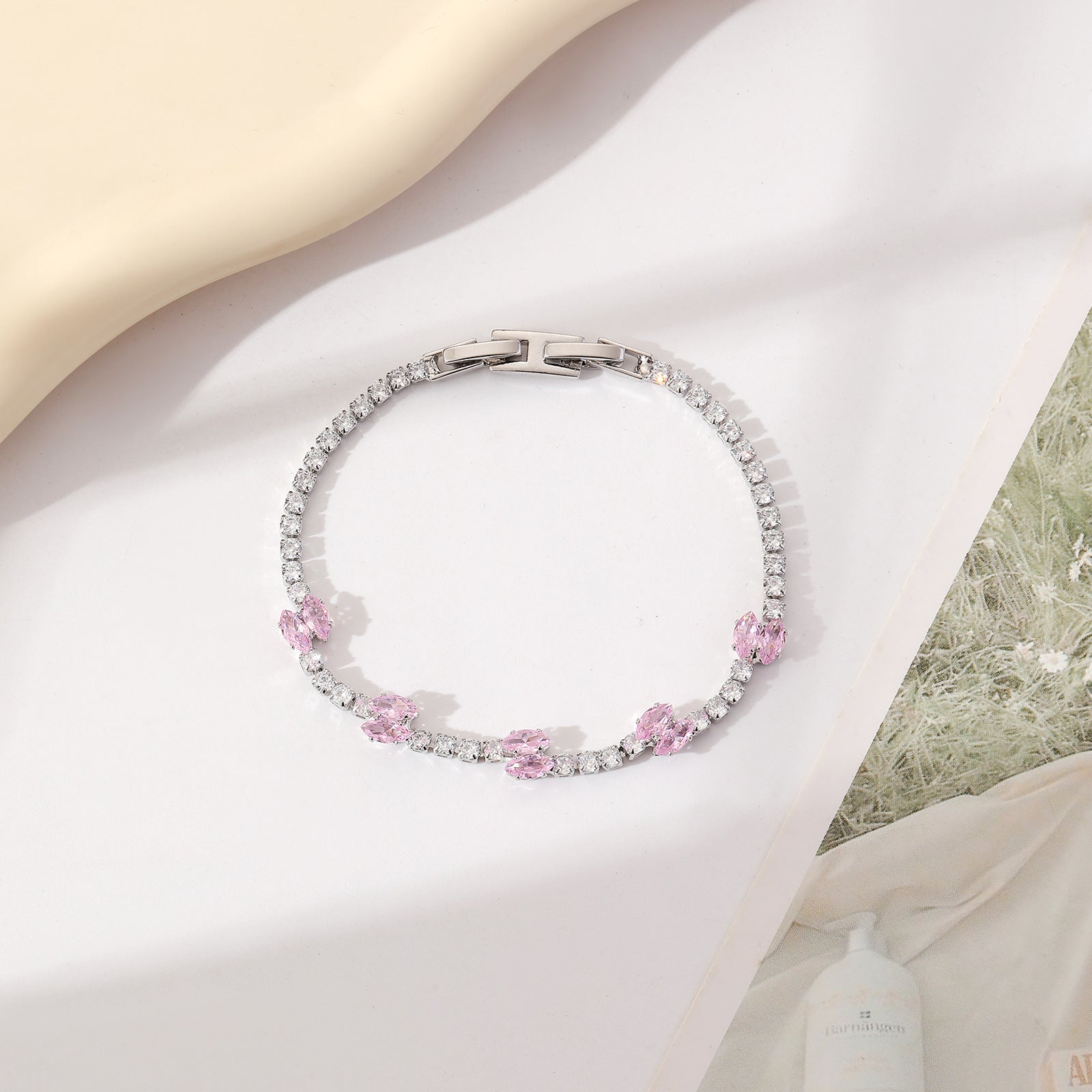 Copper Plating Inlay Heart Shape Bow Knot Zircon Bracelets