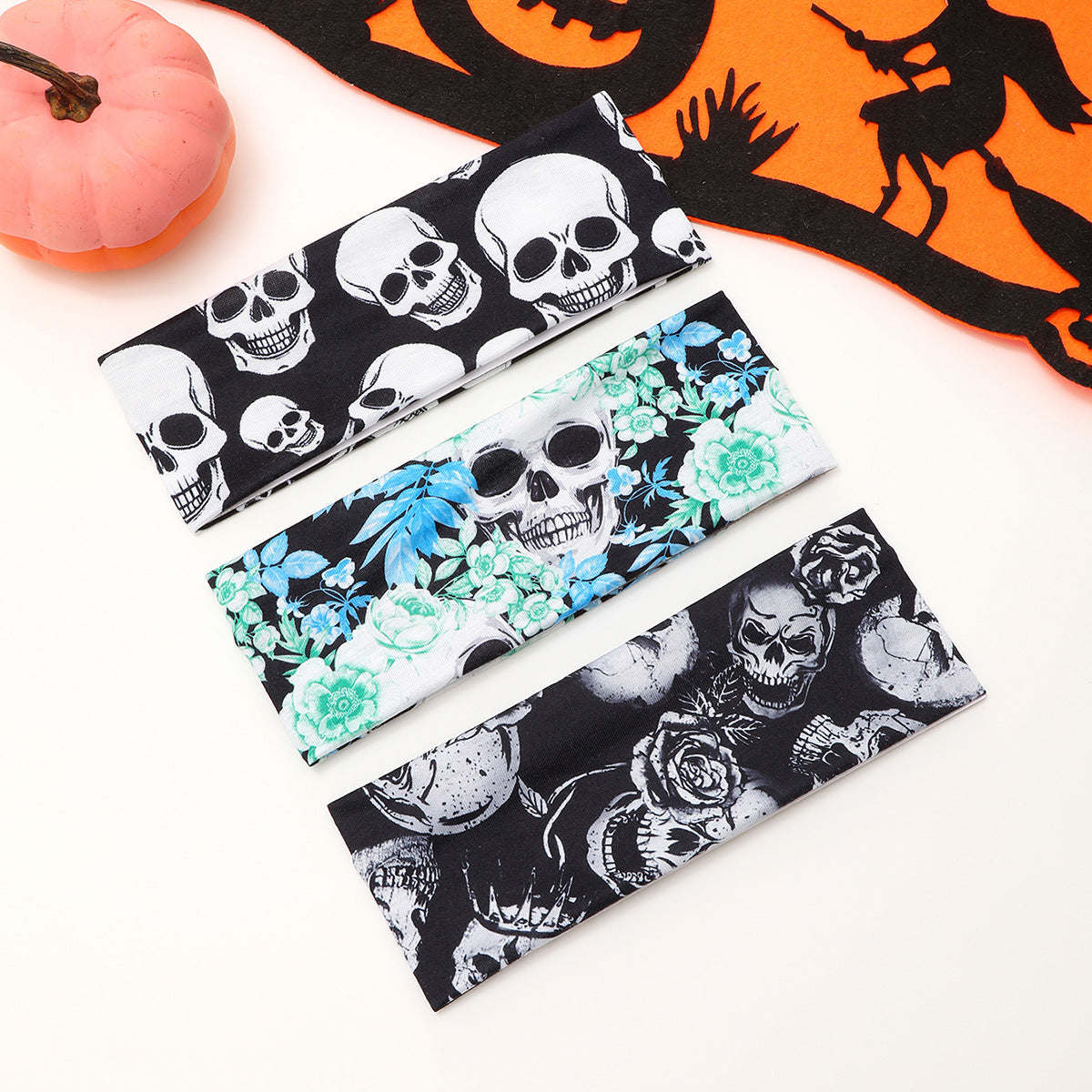 Women's Cute Funny Pumpkin Cartoon Character Spider Cloth Printing Hair Tie