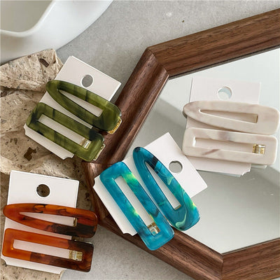 simple style geometric acetic acid sheets hair clip 1 pair