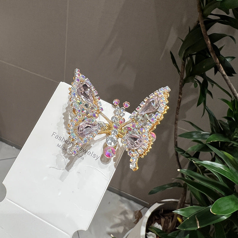 simple style shiny butterfly alloy inlay rhinestones hair clip