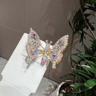 simple style shiny butterfly alloy inlay rhinestones hair clip