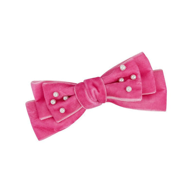 Women's Basic Bow Knot Flocking Inlaid Pearls Hair Clip