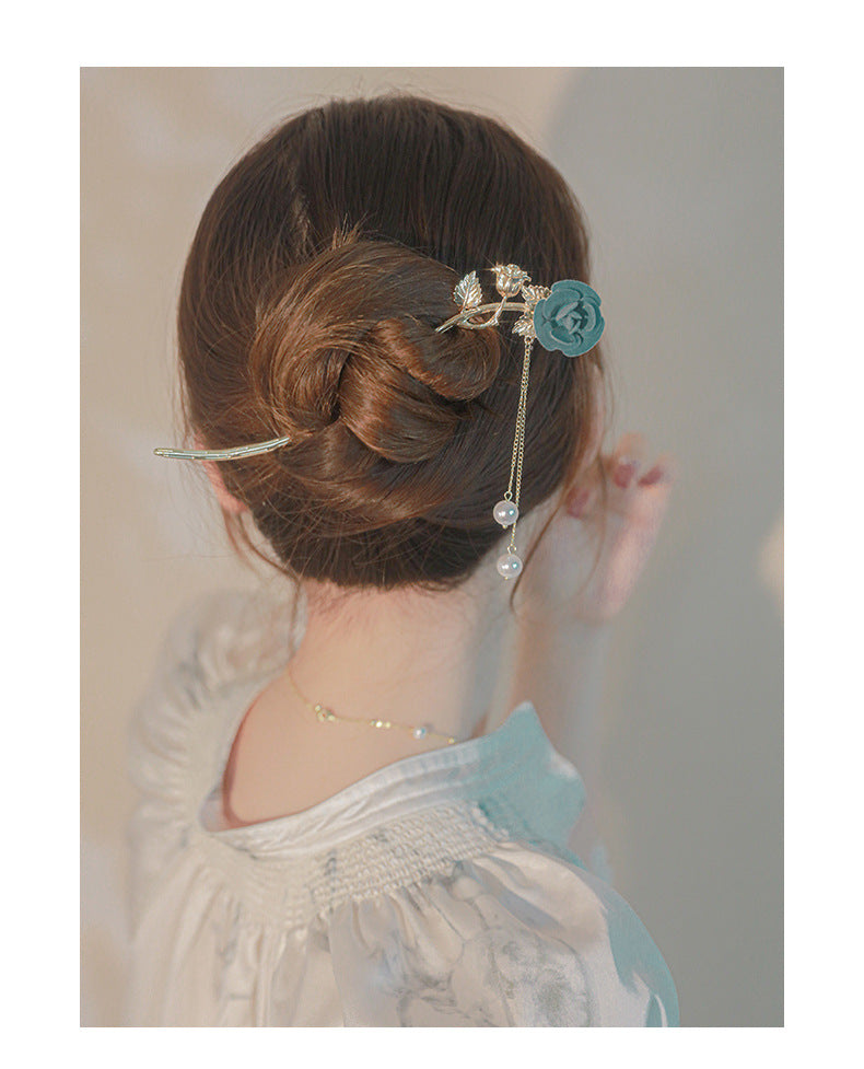 elegant simple style tassel flower alloy plating flowers beads hairpin