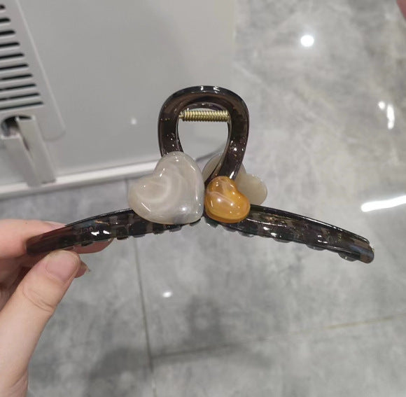 Cute love grab clip girl 2025 new popular high-end disc hair shark clip hairpin hair card headdress