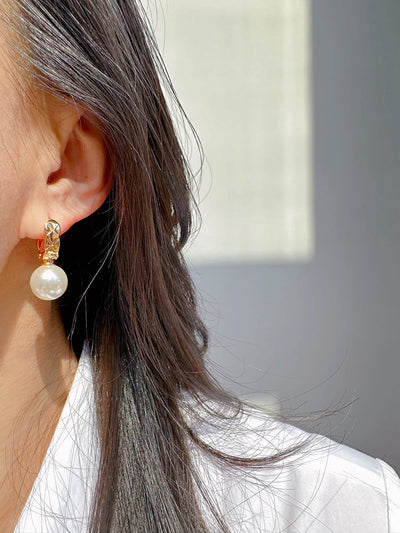 Brass Plating Geometric Pearl Earrings