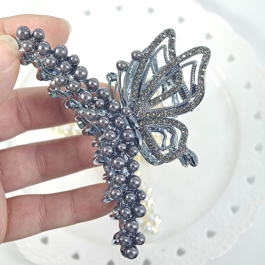 Women's Simple Style Classic Style Butterfly Alloy Inlay Pearl Hair Claws