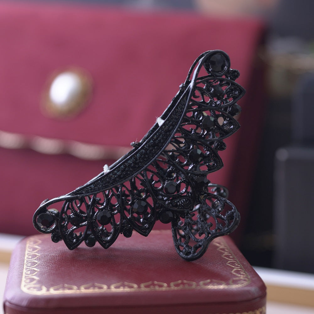 retro waves metal inlay rhinestones hair claws