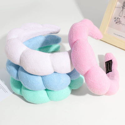 women's lady solid color sponge knit rib-knit hair band
