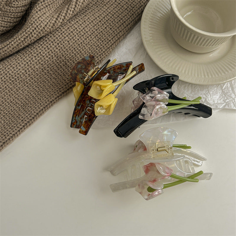 Women's Elegant Simple Style Flower Acetic acid sheets Hair Claws