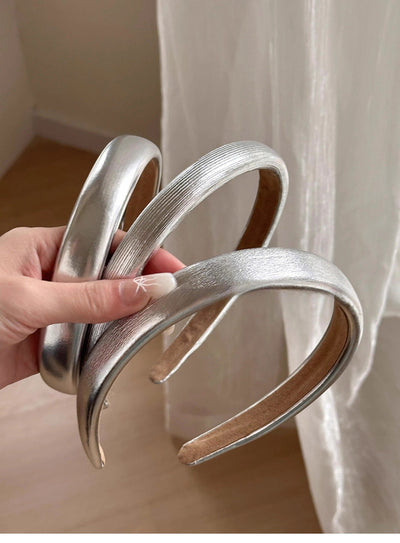 Women's Simple Style Classic Style Solid Color Pu Leather Hair Band