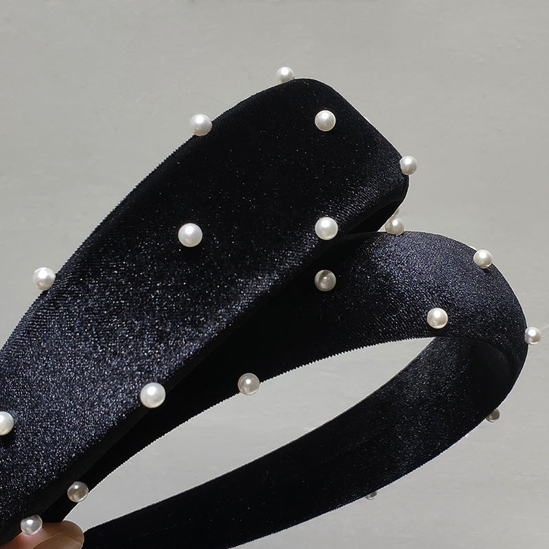 black velvet headband pearls headband retro korean headdress