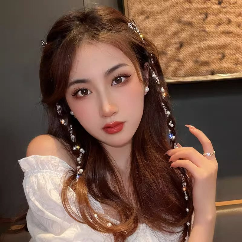 Women's IG Style Sweet Star Tassel Alloy Inlay Rhinestones Hair Clip