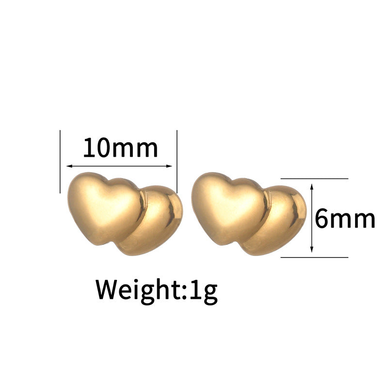 1 Pair Casual Simple Style Streetwear Heart Shape Crown Plating 304 Stainless Steel Ear Studs
