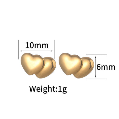 1 Pair Casual Simple Style Streetwear Heart Shape Crown Plating 304 Stainless Steel Ear Studs