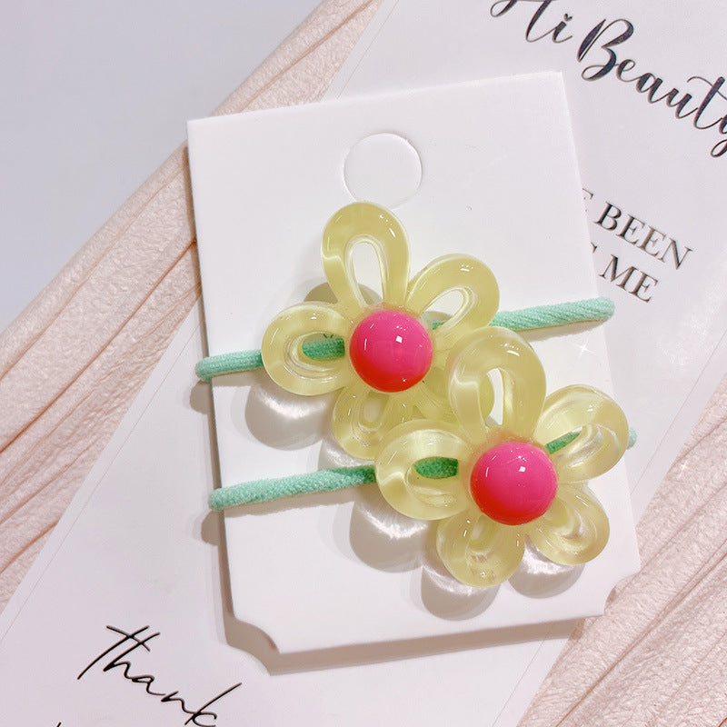 fashion flower mixed materials handmade hair tie 1 pair