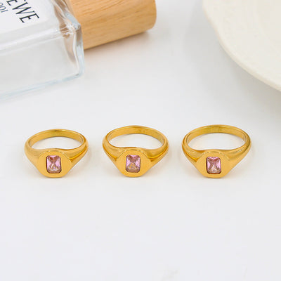 Jewelry Simple Style Geometric 304 Stainless Steel Zircon Inlay Rings